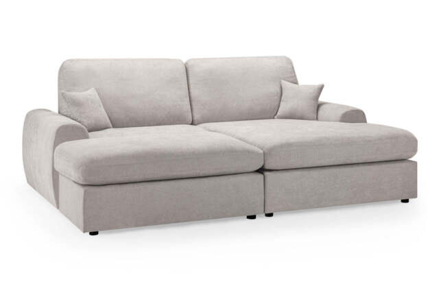Winnie Cinema Lounge Sofa And Footstool In Beige Boucle Fabric - image 1