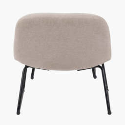 Chiara Natural Chenille and Black Metal Lounging Chair and Footstool - thumbnail 4