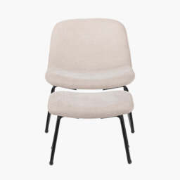 Chiara Natural Chenille and Black Metal Lounging Chair and Footstool - thumbnail 2