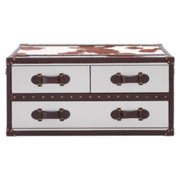 Kensington Townhouse Brown And White Genuine Cowhide Coffee Table - thumbnail 4