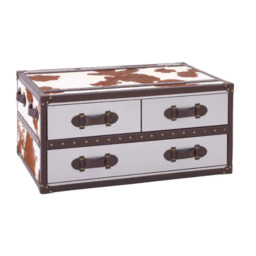 Kensington Townhouse Brown And White Genuine Cowhide Coffee Table - thumbnail 1
