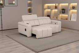 Dallas Cream Lay-Z-Boy Style Leather Power Recliner 3 Seater Sofa - thumbnail 3