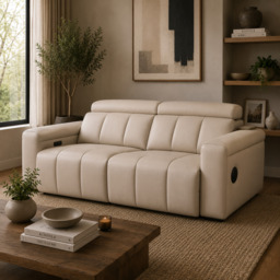 Dallas Cream Lay-Z-Boy Style Leather Power Recliner 3 Seater Sofa - thumbnail 1