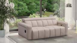 Dallas Cream Lay-Z-Boy Style Leather Power Recliner 3 Seater Sofa - thumbnail 5