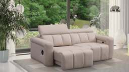 Dallas Cream Lay-Z-Boy Style Leather Power Recliner 3 Seater Sofa - thumbnail 6