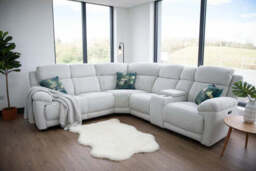 Owen Electric Recliner Sofa Beige Large Corner - thumbnail 4