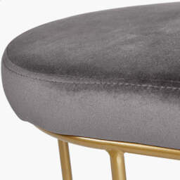 Nino Dove Grey Velvet and Gold Metal Bench - thumbnail 2