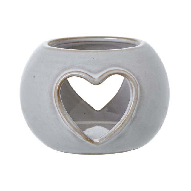 White Ceramic Heart Cut-Out Round Tealight Holder - image 1