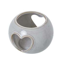 White Ceramic Heart Cut-Out Round Tealight Holder - thumbnail 2