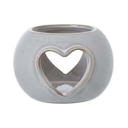 White Ceramic Heart Cut-Out Round Tealight Holder - thumbnail 1
