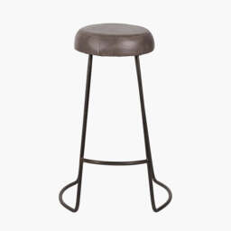 Cosimo Peppercorn Leather and Bronze Metal Bar Stool - thumbnail 1