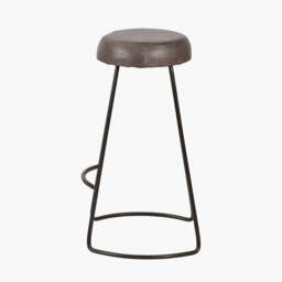 Cosimo Peppercorn Leather and Bronze Metal Bar Stool - thumbnail 3