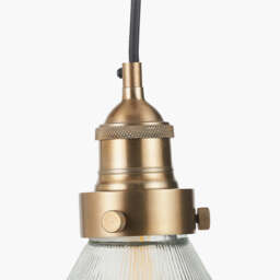 Lenox Conical Ribbed Glass with Antique Brass Fitting Elec Pendant - thumbnail 5