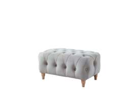 Model 25 - Footstool Velvet Chalk - thumbnail 1