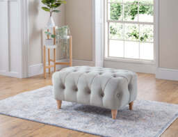 Model 25 - Footstool Velvet Chalk - thumbnail 2