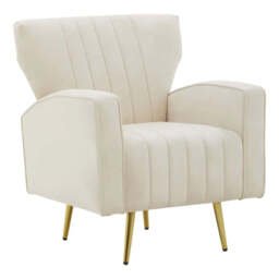 Hayley Natural Velvet Armchair - thumbnail 1