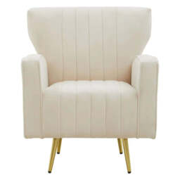 Hayley Natural Velvet Armchair - thumbnail 2