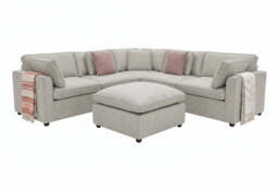 Santorini Sofa Grey Large Corner Sofa with Footstool - thumbnail 2