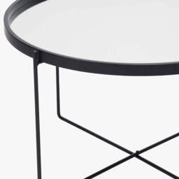Voss Mirrored Glass and Black Wood Veneer Coffee Table - thumbnail 3