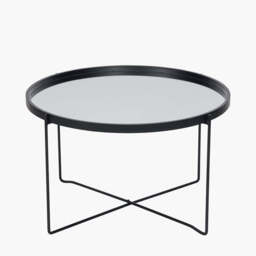 Voss Mirrored Glass and Black Wood Veneer Coffee Table - thumbnail 1