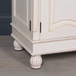 Wooden Carved French Chateau White Double Armoire Wardrobe - thumbnail 3
