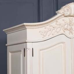 Wooden Carved French Chateau White Double Armoire Wardrobe - thumbnail 4