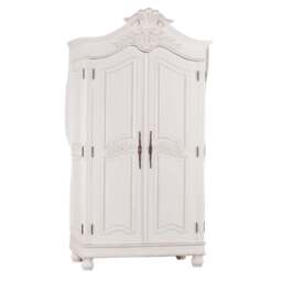 Wooden Carved French Chateau White Double Armoire Wardrobe - thumbnail 1