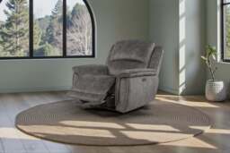 Majestic Grey Lay-Z-Boy Style Fabric Power Recliner Armchair - thumbnail 2