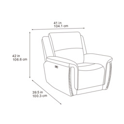 Majestic Grey Lay-Z-Boy Style Fabric Power Recliner Armchair - thumbnail 4