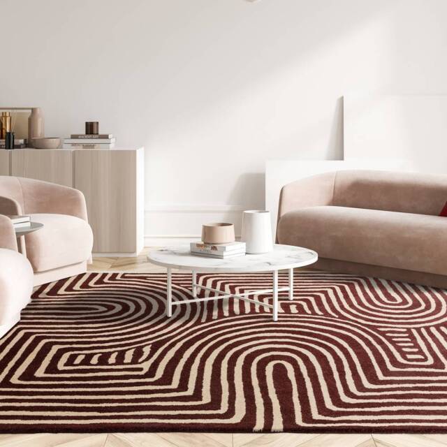 Reef Rug 200x290cm RF29 Curve Plum Rug - image 1