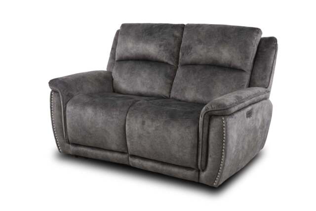 Majestic Grey Lay-Z-Boy Style Fabric Power Recliner 2 Seater Sofa - image 1