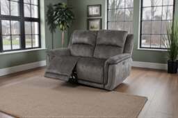 Majestic Grey Lay-Z-Boy Style Fabric Power Recliner 2 Seater Sofa - thumbnail 2