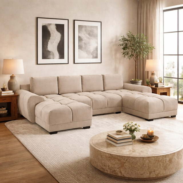 Azzuro Sofa Mocha U Shape Corner Morgan - Malvern - Somerford - Calix - Euphoria - Plush Style - image 1