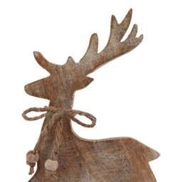 White Wash Collection Wooden Sparkle Reindeer Decoration - thumbnail 3