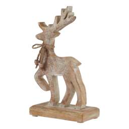 White Wash Collection Wooden Sparkle Reindeer Decoration - thumbnail 1