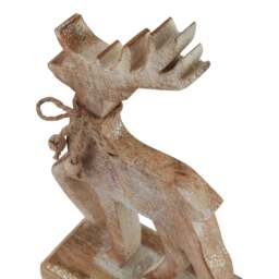 White Wash Collection Wooden Sparkle Reindeer Decoration - thumbnail 2