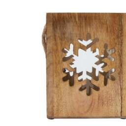 Natural Wooden Large Snowflake Tealight Candle Holder - thumbnail 3