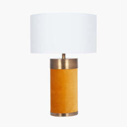 Dempsey Mustard Velvet and Antique Gold Metal Table Lamp Base - thumbnail 5