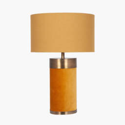 Dempsey Mustard Velvet and Antique Gold Metal Table Lamp Base - thumbnail 4
