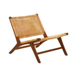 Lovina Teak Wood And Natural Rattan Lounge Chair - thumbnail 1