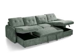Moscow Universal U Shape Sofabed With Ottoman Storage Green Morgan - Malvern - Somerford - Calix - Euphoria - Plush Style - thumbnail 3