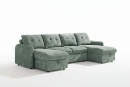 Moscow Universal U Shape Sofabed With Ottoman Storage Green Morgan - Malvern - Somerford - Calix - Euphoria - Plush Style - thumbnail 6