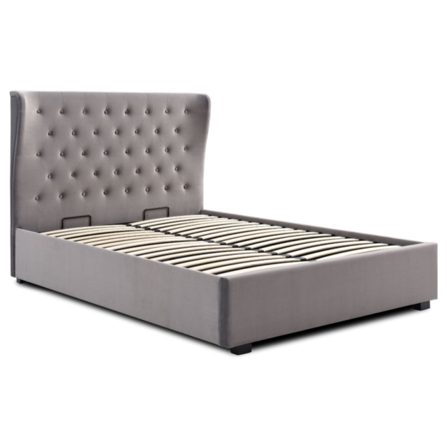 Athena Grey Velvet Super King Kensington Ottoman Bed Velvet - image 1