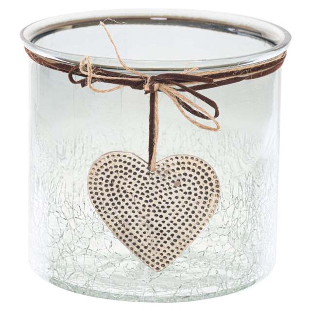 Smoked Midnight Crackled Heart Large Candle Holder - image 1