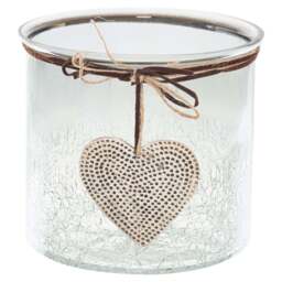 Smoked Midnight Crackled Heart Large Candle Holder - thumbnail 1