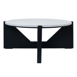 Winton Travertine Top Coffee Table With Black Acacia Wood Frame - thumbnail 6