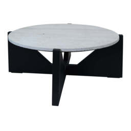 Winton Travertine Top Coffee Table With Black Acacia Wood Frame - thumbnail 5