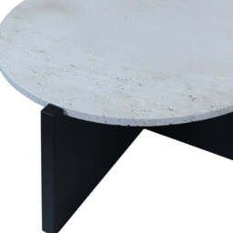 Winton Travertine Top Coffee Table With Black Acacia Wood Frame - thumbnail 3
