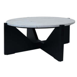 Winton Travertine Top Coffee Table With Black Acacia Wood Frame - thumbnail 4