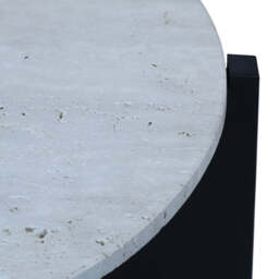 Winton Travertine Top Coffee Table With Black Acacia Wood Frame - thumbnail 1